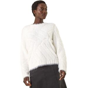 Roman Women's Fluffy Stripe Knit Jumper in Ivory Size: 20 Ivory 20 Roman Women's Fluffy Stripe Knit Jumper in Ivory Size: 20 Ivory 20