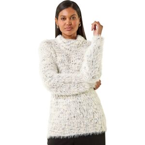 Roman Women's Fluffy High Neck Knit Jumper in Ivory Size: 14 Ivory 14 Roman Women's Fluffy High Neck Knit Jumper in Ivory Size: 14 Ivory 14