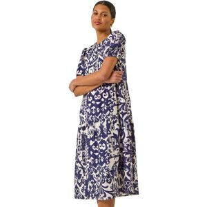 Roman Women's Abstract Print Midi Shirt Dress in Blue Size: 18 Blue 18 Roman Women's Abstract Print Midi Shirt Dress in Blue Size: 18 Blue 18