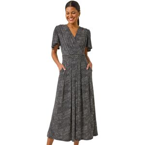 Roman Women's Spot V-Neck Midi Wrap Dress in Black Size: 10 Black 10 Roman Women's Spot V-Neck Midi Wrap Dress in Black Size: 10 Black 10