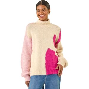 Roman Women's Abstract Colour Block Knit Jumper in Ivory Ivory One Size Roman Women's Abstract Colour Block Knit Jumper in Ivory Ivory One Size