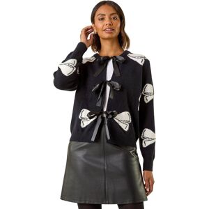 Roman Women's Bow Tie Front Knit Jumper in Black Black One Size Roman Women's Bow Tie Front Knit Jumper in Black Black One Size