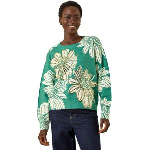 Roman Women's Floral Crew Neck Knit Jumper in Green Size: 18 Green 18 Roman Women's Floral Crew Neck Knit Jumper in Green Size: 18 Green 18