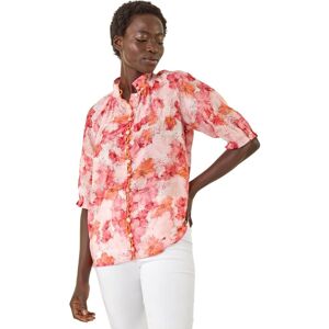 Roman Women's Floral Print Button Detail Blouse in Coral Size: 18 Coral 18 Roman Women's Floral Print Button Detail Blouse in Coral Size: 18 Coral 18