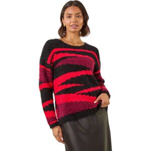 Roman Women's Fluffy Colour Block Knit Jumper in Black Size: 12 Black 12 Roman Women's Fluffy Colour Block Knit Jumper in Black Size: 12 Black 12