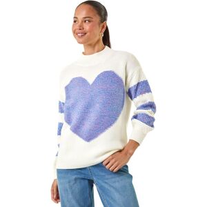 Roman Women's Petite Colour Block Heart Knit Jumper in Blue Size: 16 Blue 16 Roman Women's Petite Colour Block Heart Knit Jumper in Blue Size: 16 Blue 16