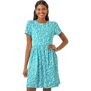 Roman Women's Abstract Print Jersey Dress in Aqua Size: 16 Aqua 16 Roman Women's Abstract Print Jersey Dress in Aqua Size: 16 Aqua 16