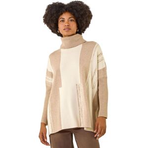 Roman Women's Colour Block Longline Knit Jumper in Beige Beige One Size Roman Women's Colour Block Longline Knit Jumper in Beige Beige One Size