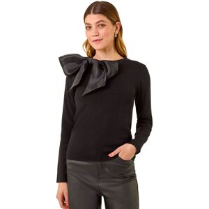 Roman Women's Bow Tie Knit Jumper in Black Size: Medium/Large Black M/L Roman Women's Bow Tie Knit Jumper in Black Size: Medium/Large Black M/L