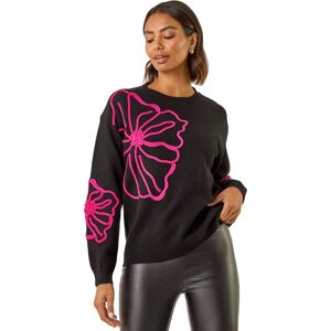Roman Women's Cornelli Floral Knit Jumper in Black Size: Medium/Large Black M/L Roman Women's Cornelli Floral Knit Jumper in Black Size: Medium/Large Black M/L