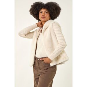 Roman Women's Hooded Faux Fur Gilet in Beige Size: 18 Beige 18 Roman Women's Hooded Faux Fur Gilet in Beige Size: 18 Beige 18