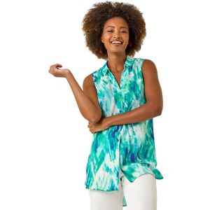 Roman Women's Abstract Print Button Longline Blouse in Blue Size: 10 Blue 10 Roman Women's Abstract Print Button Longline Blouse in Blue Size: 10 Blue 10