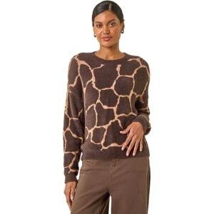 Roman Women's Fluffy Animal Print Knit Jumper in Chocolate Size: 20 Chocolate 20 Roman Women's Fluffy Animal Print Knit Jumper in Chocolate Size: 20 Chocolate 20