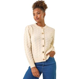 Roman Women's Textured Buttoned Knit Cardigan in Ivory Size: 10 Ivory 10 Roman Women's Textured Buttoned Knit Cardigan in Ivory Size: 10 Ivory 10