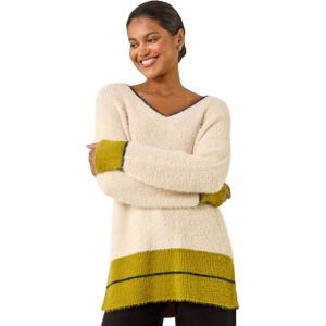 Roman Women's Stripe Trim V-Neck Knit Jumper in Ivory Size: 20 Ivory 20 Roman Women's Stripe Trim V-Neck Knit Jumper in Ivory Size: 20 Ivory 20