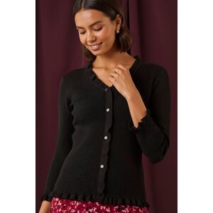Roman Women's V-Neck Ruffle Knit in Black Size: 16 Black 16 Roman Women's V-Neck Ruffle Knit in Black Size: 16 Black 16