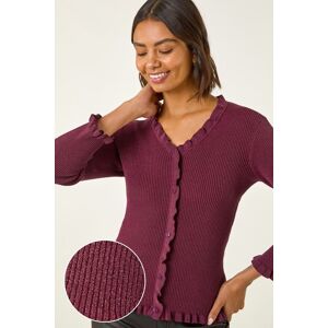 Roman Women's V-Neck Ruffle Knit in Burgundy Size: 20 Burgundy 20 Roman Women's V-Neck Ruffle Knit in Burgundy Size: 20 Burgundy 20