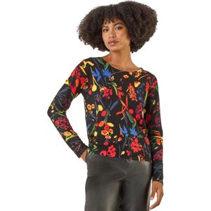 Roman Women's Floral Print Soft Knit Jumper in Black Size: 14 Black 14 Roman Women's Floral Print Soft Knit Jumper in Black Size: 14 Black 14