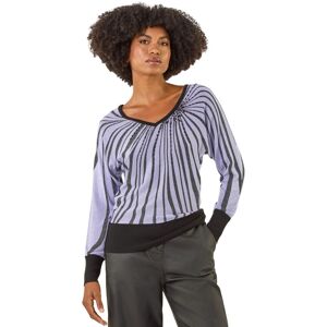 Roman Women's Shimmer Abstract Stripe Knit Jumper in Purple Size: 14 Purple 14 Roman Women's Shimmer Abstract Stripe Knit Jumper in Purple Size: 14 Purple 14