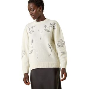 Roman Women's Floral Sequin Knit Jumper in Ivory Size: 20 Ivory 20 Roman Women's Floral Sequin Knit Jumper in Ivory Size: 20 Ivory 20