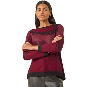 Roman Women's Shimmer Colour Block Knit Jumper in Red Size: 20 Red 20 Roman Women's Shimmer Colour Block Knit Jumper in Red Size: 20 Red 20