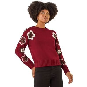 Roman Women's Embellished Crew Neck Knit Jumper in Maroon Size: 12 Maroon 12 Roman Women's Embellished Crew Neck Knit Jumper in Maroon Size: 12 Maroon 12