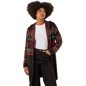 Roman Women's Nordic Pattern Hooded Knit Cardigan in Black Size: 12 Black 12 Roman Women's Nordic Pattern Hooded Knit Cardigan in Black Size: 12 Black 12