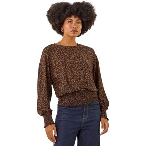 Roman Women's Abstract Print Shirred Top in Black Size: 18 Black 18 Roman Women's Abstract Print Shirred Top in Black Size: 18 Black 18