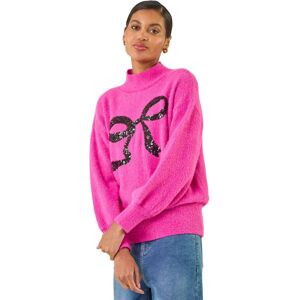 Roman Women's Festive Sequin Bow Knit Jumper in Pink Size: 20 Pink 20 Roman Women's Festive Sequin Bow Knit Jumper in Pink Size: 20 Pink 20
