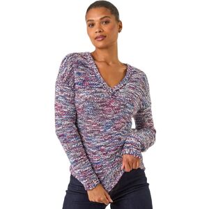 Roman Women's Tape Yarn V-Neck Knit Jumper in Blue Size: 14 Blue 14 Roman Women's Tape Yarn V-Neck Knit Jumper in Blue Size: 14 Blue 14