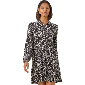 Roman Women's Abstract Print Buttoned Stretch Dress in Black Size: 20 Black 20 Roman Women's Abstract Print Buttoned Stretch Dress in Black Size: 20 Black 20