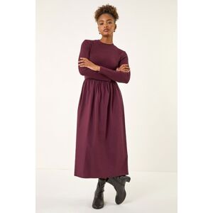 Roman Women's Cotton Stretch Jersey Mix Midi Dress in Burgundy Size: 20 Burgundy 20 Roman Women's Cotton Stretch Jersey Mix Midi Dress in Burgundy Size: 20 Burgundy 20