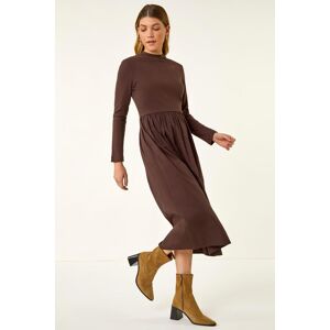 Roman Women's Cotton Stretch Jersey Mix Midi Dress in Chocolate Size: 14 Chocolate 14 Roman Women's Cotton Stretch Jersey Mix Midi Dress in Chocolate Size: 14 Chocolate 14