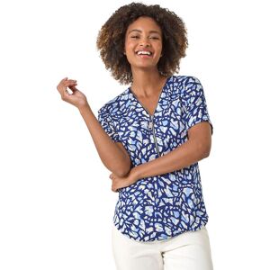 Roman Women's Abstract Print Zip Front Stretch Top in Navy Size: 20 Navy 20 Roman Women's Abstract Print Zip Front Stretch Top in Navy Size: 20 Navy 20