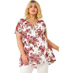 Roman Women's Curve Floral Lace Zip Front Blouse in Red Size: 20 Red 20 Roman Women's Curve Floral Lace Zip Front Blouse in Red Size: 20 Red 20