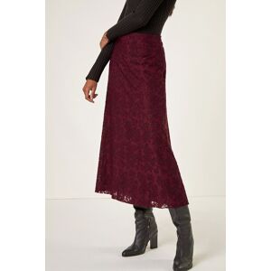 Roman Women's Floral Textured A-Line Skirt in Burgundy Size: 12 Burgundy 12 Roman Women's Floral Textured A-Line Skirt in Burgundy Size: 12 Burgundy 12