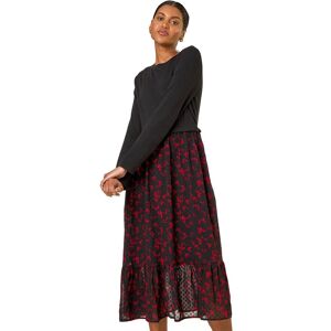 Roman Women's Contrast Print Mesh Skirt Midi Dress in Black Size: 20 Black 20 Roman Women's Contrast Print Mesh Skirt Midi Dress in Black Size: 20 Black 20