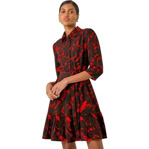 Roman Women's Abstract Print Tie Waist Shirt Dress in Red Size: 12 Red 12 Roman Women's Abstract Print Tie Waist Shirt Dress in Red Size: 12 Red 12