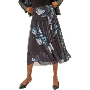 Roman Women's Floral Print Mesh Layered Skirt in Black Size: 18 Black 18 Roman Women's Floral Print Mesh Layered Skirt in Black Size: 18 Black 18
