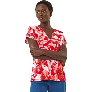 Roman Women's Floral Print Notch Neck T-Shirt in Red Size: 20 Red 20 Roman Women's Floral Print Notch Neck T-Shirt in Red Size: 20 Red 20