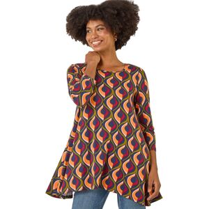 Roman Women's Geo Print Hanky Hem Stretch Top in Orange Size: 18 Orange 18 Roman Women's Geo Print Hanky Hem Stretch Top in Orange Size: 18 Orange 18