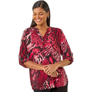 Roman Women's Animal Puff Print Stretch Shirt in Red Size: 16 Red 16 Roman Women's Animal Puff Print Stretch Shirt in Red Size: 16 Red 16