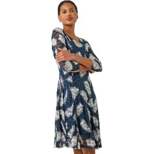 Roman Women's Leaf Print Lace Stretch Dress in Teal Size: 20 Teal 20 Roman Women's Leaf Print Lace Stretch Dress in Teal Size: 20 Teal 20