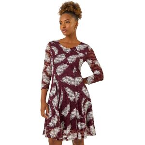 Roman Women's Leaf Print Lace Stretch Dress in Wine Size: 12 Wine 12 Roman Women's Leaf Print Lace Stretch Dress in Wine Size: 12 Wine 12