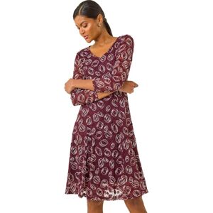 Roman Women's Geo Print Lace Stretch Dress in Wine Size: 18 Wine 18 Roman Women's Geo Print Lace Stretch Dress in Wine Size: 18 Wine 18