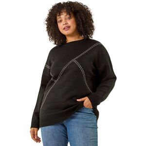 Roman Women's Curve Hotfix Knit Jumper in Black Size: 20 Black 20 Roman Women's Curve Hotfix Knit Jumper in Black Size: 20 Black 20
