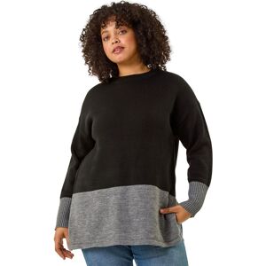 Roman Women's Colour Block Knit Jumper in Black Size: 26-28 Black 26-28 Roman Women's Colour Block Knit Jumper in Black Size: 26-28 Black 26-28