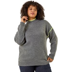Roman Women's Curve Trim Detail Knit Jumper in Grey Size: 20 Grey 20 Roman Women's Curve Trim Detail Knit Jumper in Grey Size: 20 Grey 20