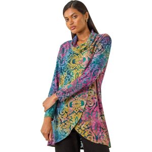 Roman Women's Textured Burnout Print Top in Blue Size: 16 Blue 16 Roman Women's Textured Burnout Print Top in Blue Size: 16 Blue 16