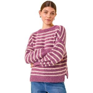 Roman Women's Fluffy Stripe Knit Jumper in Purple Size: 12 Purple 12 Roman Women's Fluffy Stripe Knit Jumper in Purple Size: 12 Purple 12
